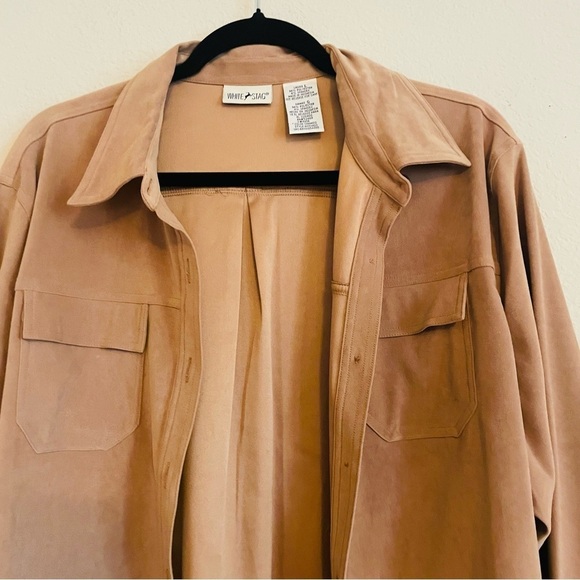 White Stag woman long sleeve button down top size L thick layering blouse casual - Picture 2 of 10